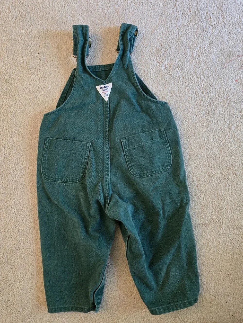 Vintage 1990s OshKosh B'gosh Green Denim Golf Overalls with Front Pocket